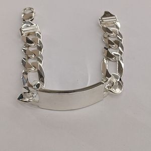 925 Sterling Silver Figaro ID Bracelet